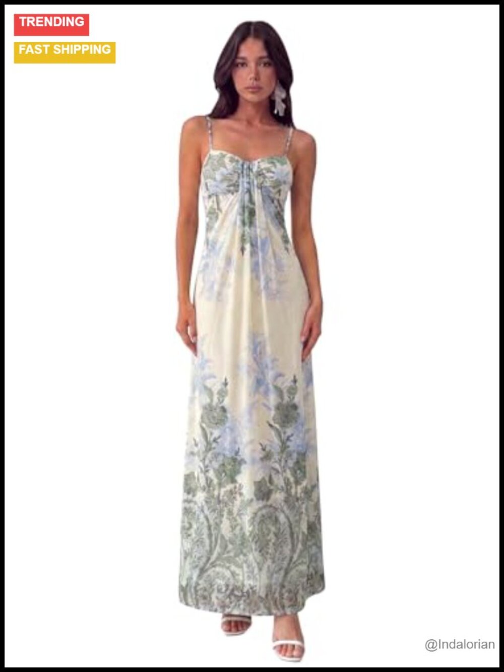Floral Bodycon Maxi Dress Sweetheart Neck Spaghetti Strap Wedding Guest